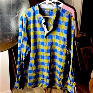 Blue and green plaid button up